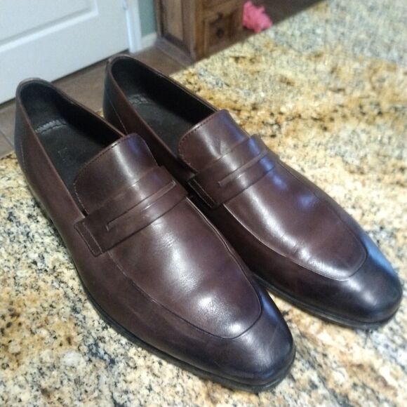 Hugo Boss Penny Loafers Men's 5.5 Dark Brown Leather Dress Highline Slip On - Picture 2 of 12